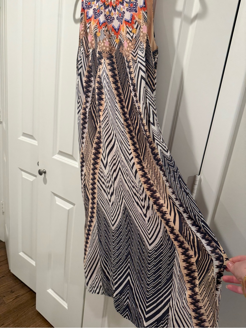 Anthropologie Silk Bohemian Geometric Midi Dress HD in Paris Size 12 - Picture 16 of 16